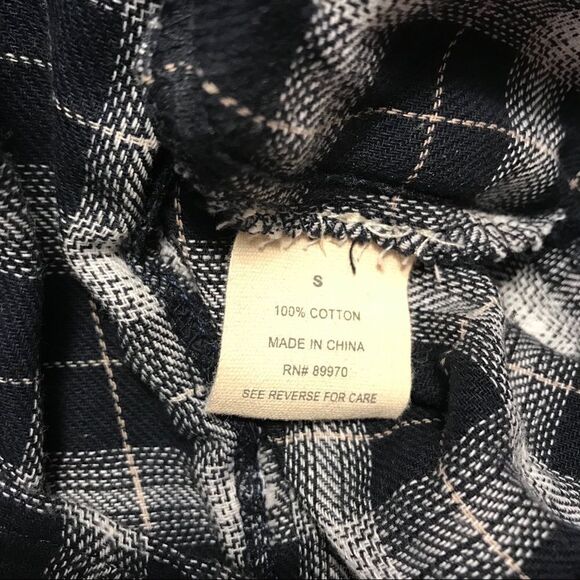 New! Love Notes Plaid Ruffle Long Sleeve Shirt Sz S - Picture 5 of 6